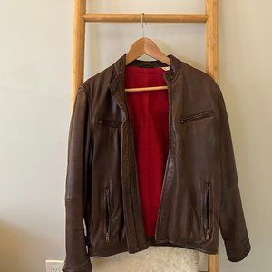 Levi Made and Crafted Brown Leather Jacket size Small Made in Italy (Rare)